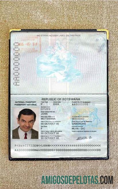 Foto do passaporte do Botsuana exemplo real